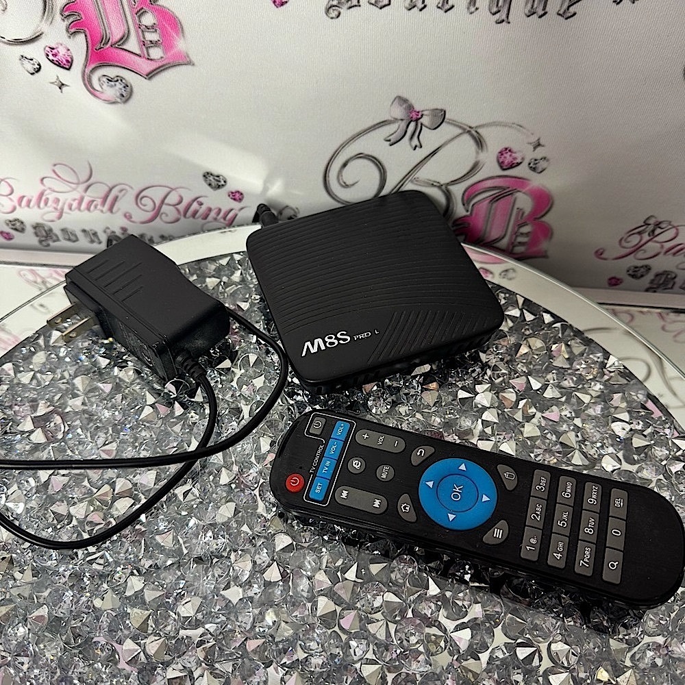 M8S Pro TV Box with Remote and Adapter mecool blue black